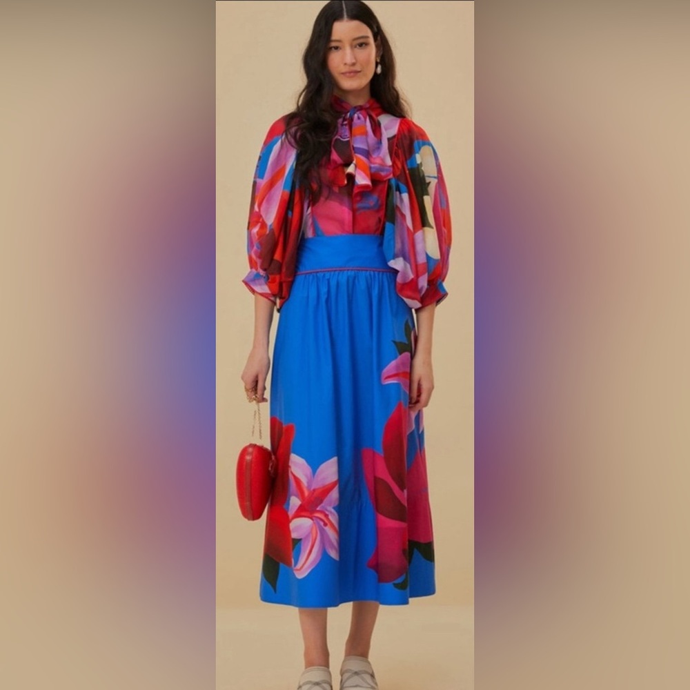Farm Rio watercolor floral Blue Set Size Small